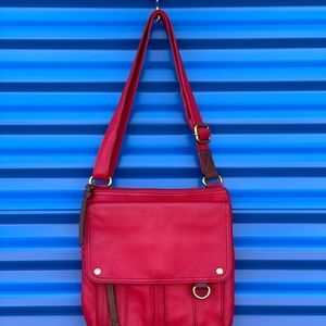 FOSSIL, Red Leather, Morgan Travel Bag